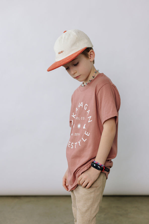 Okanagan Lifestyle Classic youth tee in a dusty rose color, easy to wear in any occasion