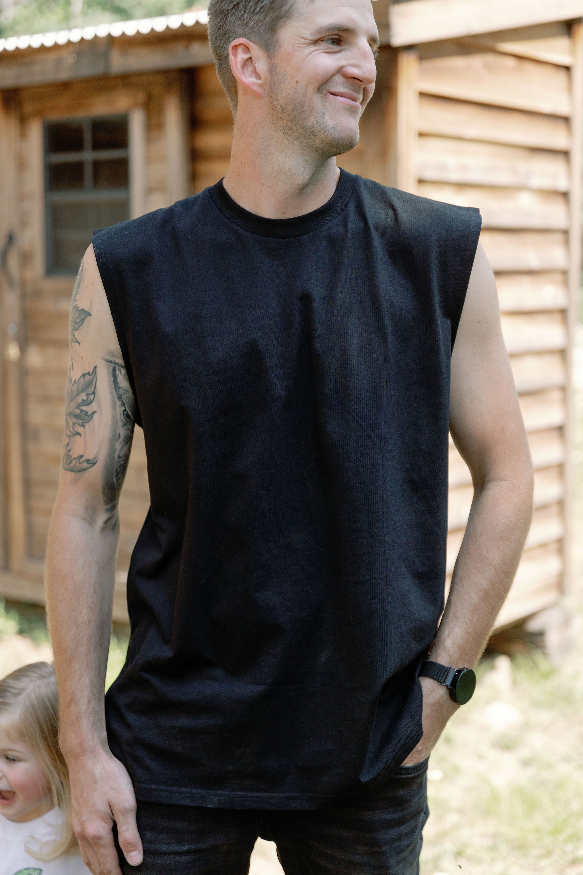 Black 4 Icon Relaxed Tank-2