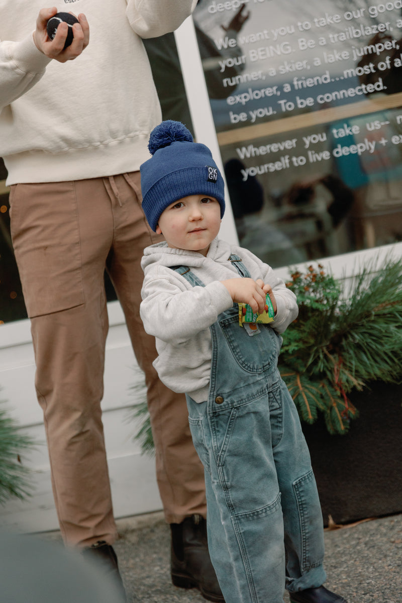 Blue Youth Pom Pom Beanie