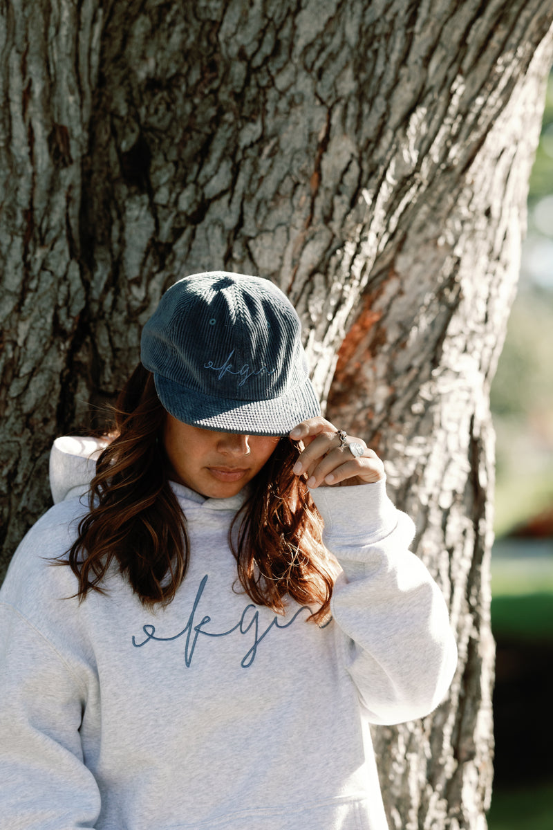 Slate Cursive Cord Cap