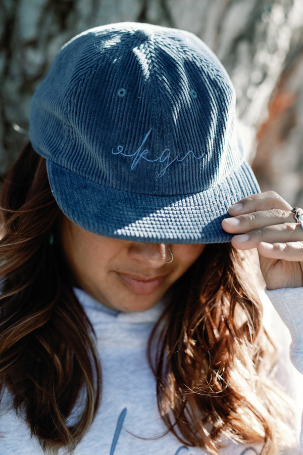 Slate Cursive Cord Cap