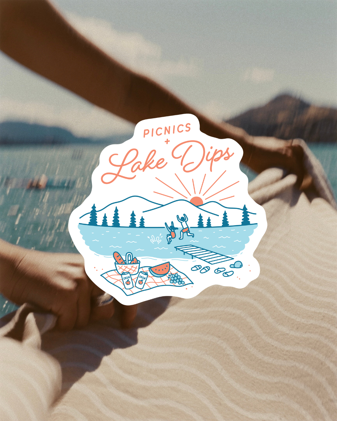 Picnics + Lake Dips Sticker-1