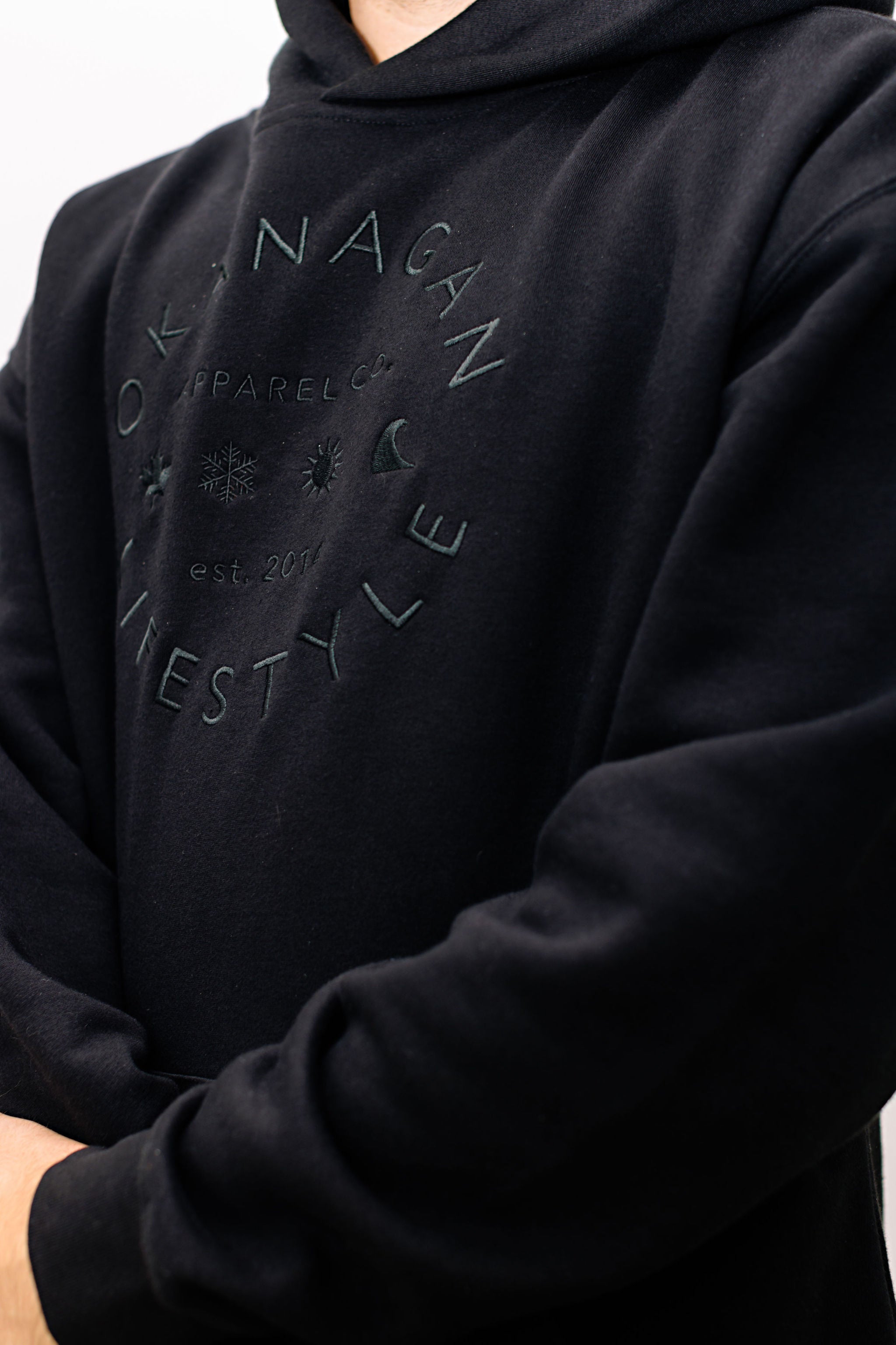 The classic Okanagan Lifestyle logo you love, on a hoodie. This oversize cut black on black hoody comes with an embroidered logo.