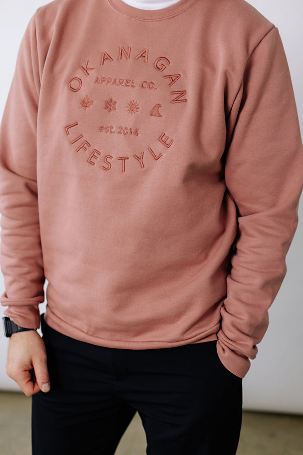 The Okanagan Lifestyle Classic logo embroidered dusty rose, tone on tone