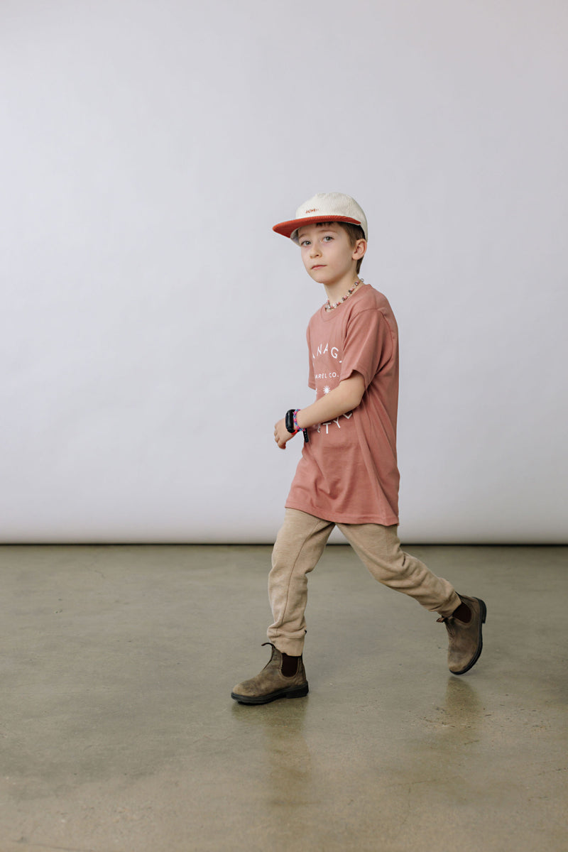 Okanagan Lifestyle Classic youth tee in a dusty rose color, easy to wear in any occasion