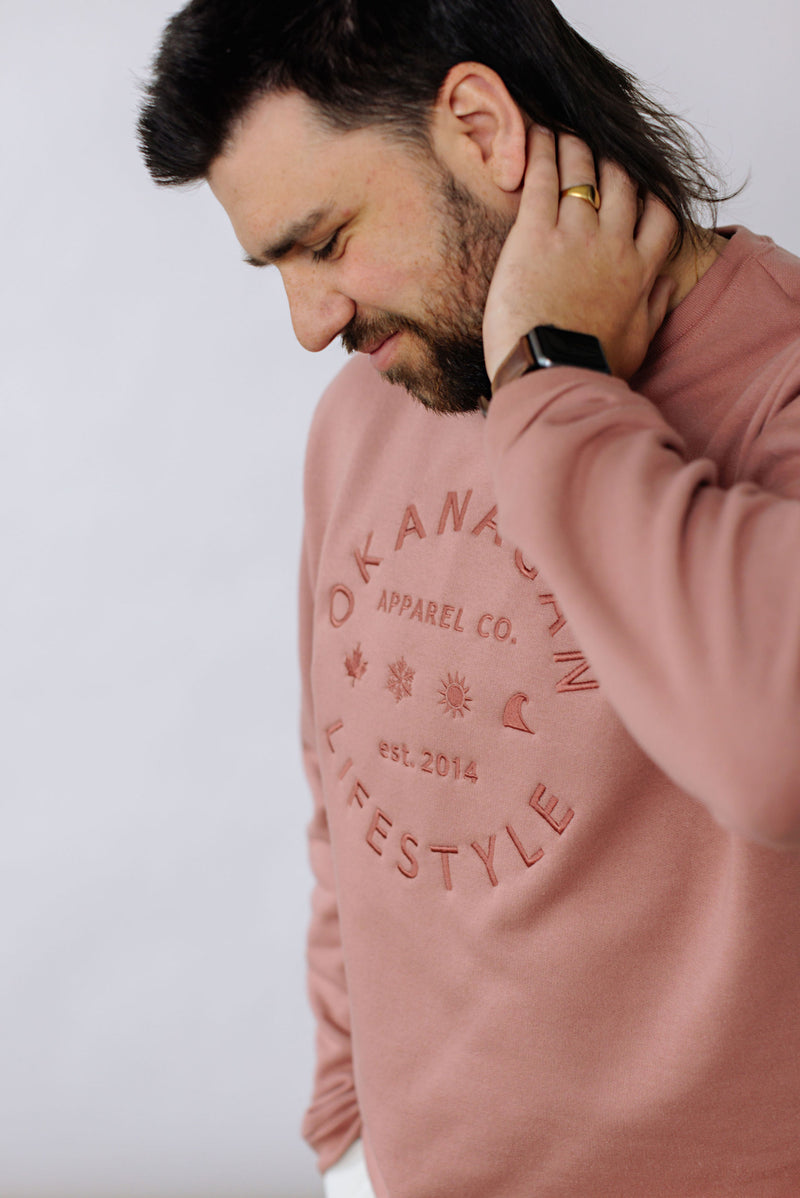 The Okanagan Lifestyle Classic logo embroidered dusty rose, tone on tone