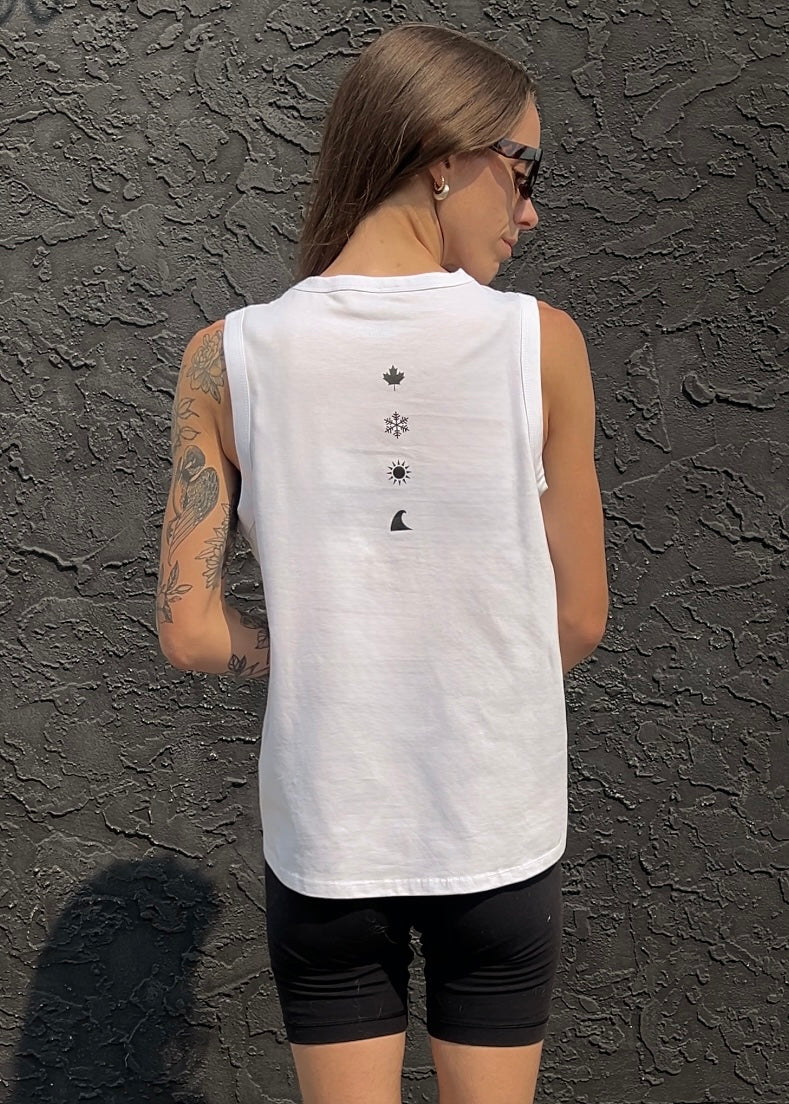 White 4 Icon Tapered Tank
