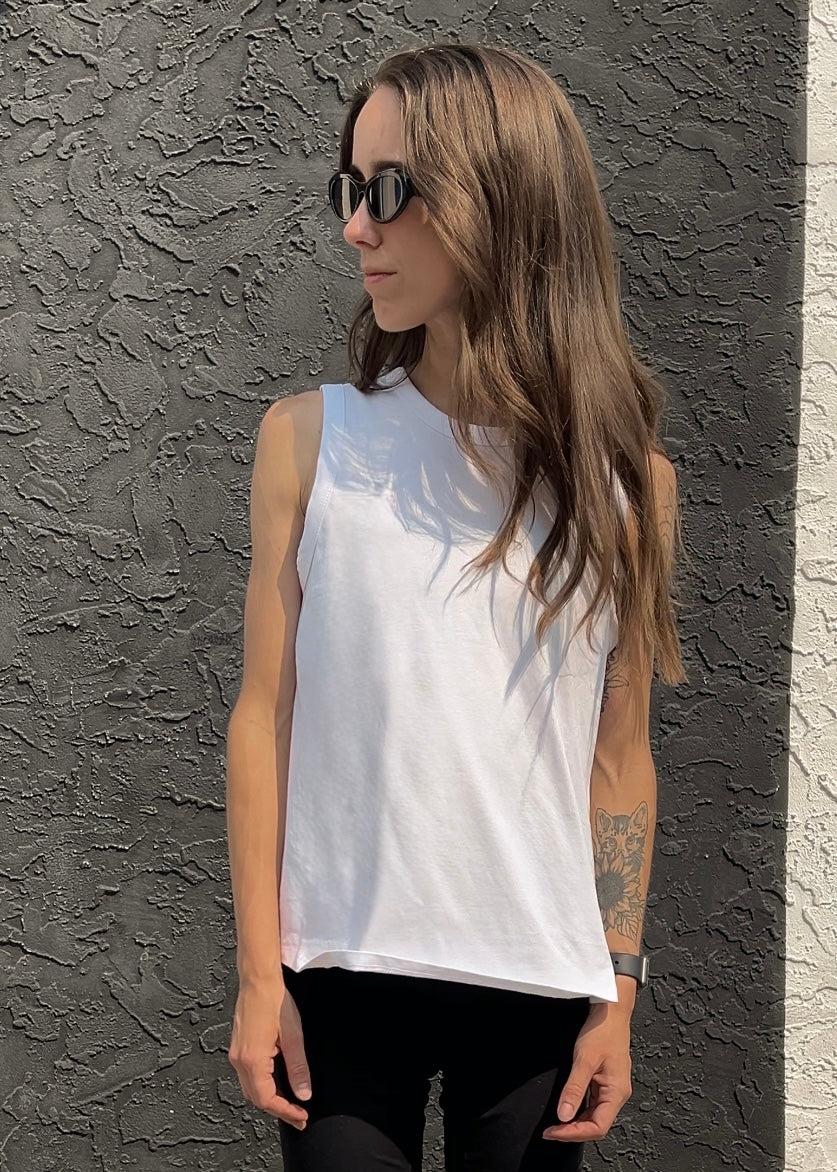 White 4 Icon Tapered Tank-2