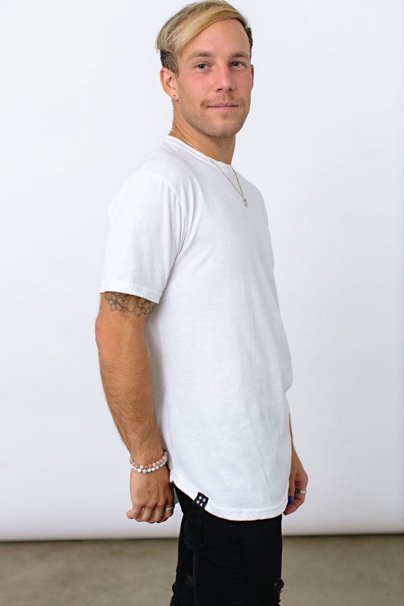 White 4 Icon Scoop Bottom Tee