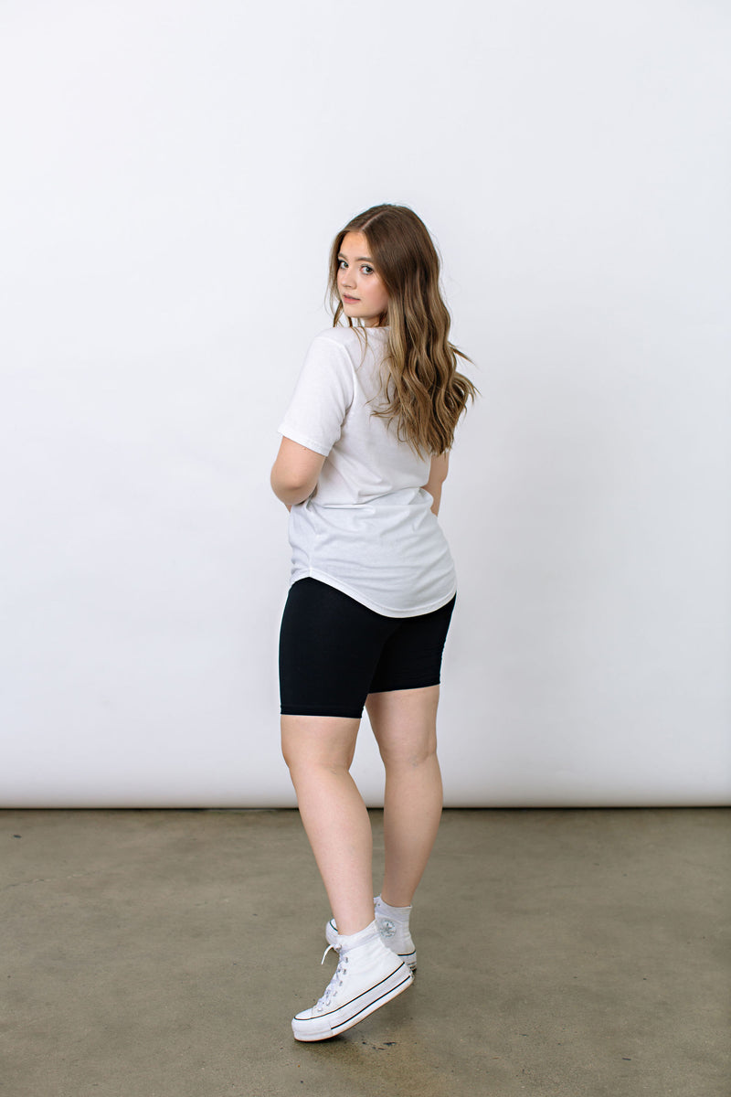 White 4 Icon Scoop Bottom Tee