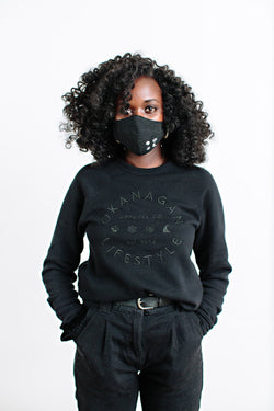 Black Embroidered Crewneck