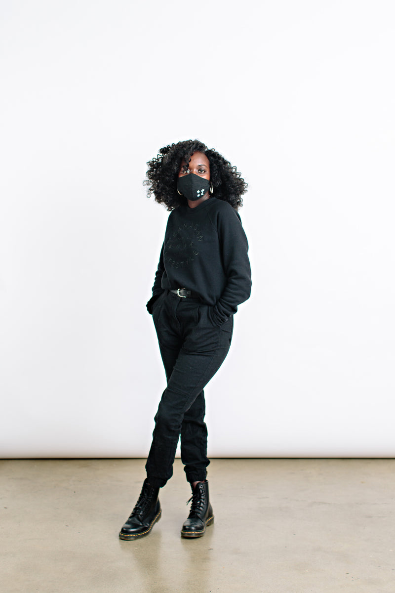 Community Crewneck Black Embroidered